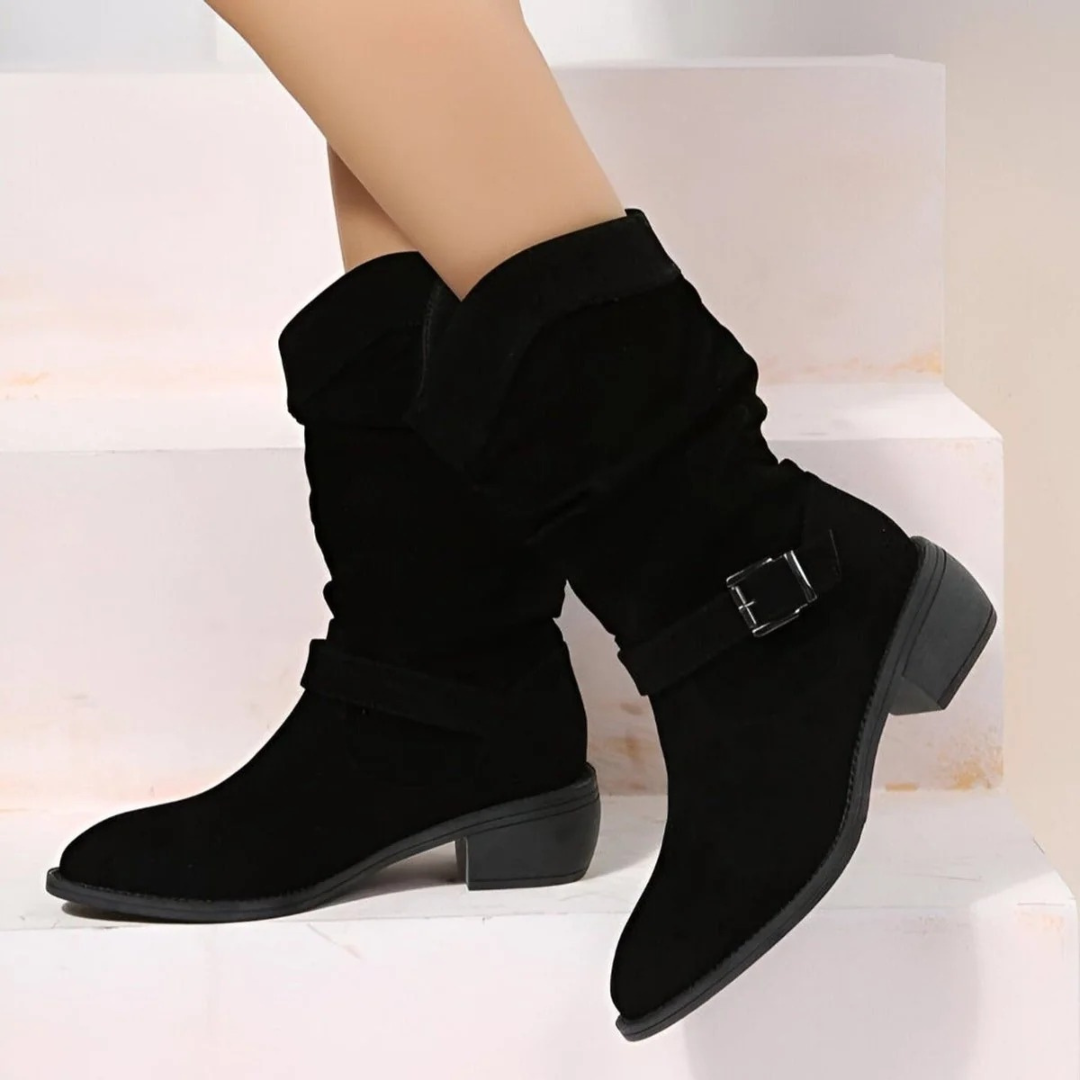 Lorena | Damen Orthopädische Stiefeletten mit Wildleder Optik und seitlicher Schnalle