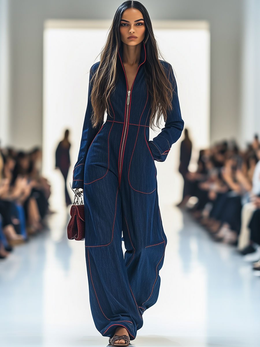 Lucasta | Damen Overall mit Weitem Bein und Langarm