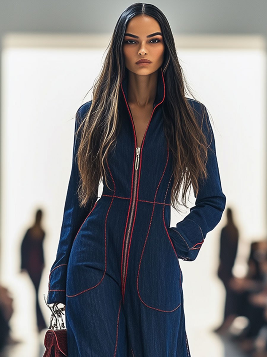 Lucasta | Damen Overall mit Weitem Bein und Langarm