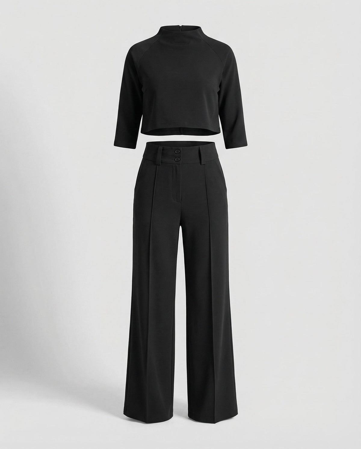 Maiken | Damen Zweiteiler Crop Top Weite Hose Set