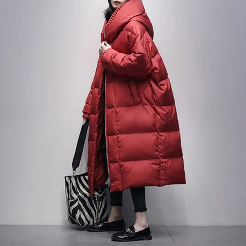 Damen Puffermantel | Lange Winterjacke | Leicht & Extra Warm
