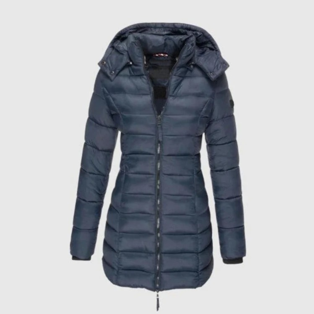 Manuela | Damen Steppjacke mit Kapuze, Reißverschluss und Schmalem Schnitt