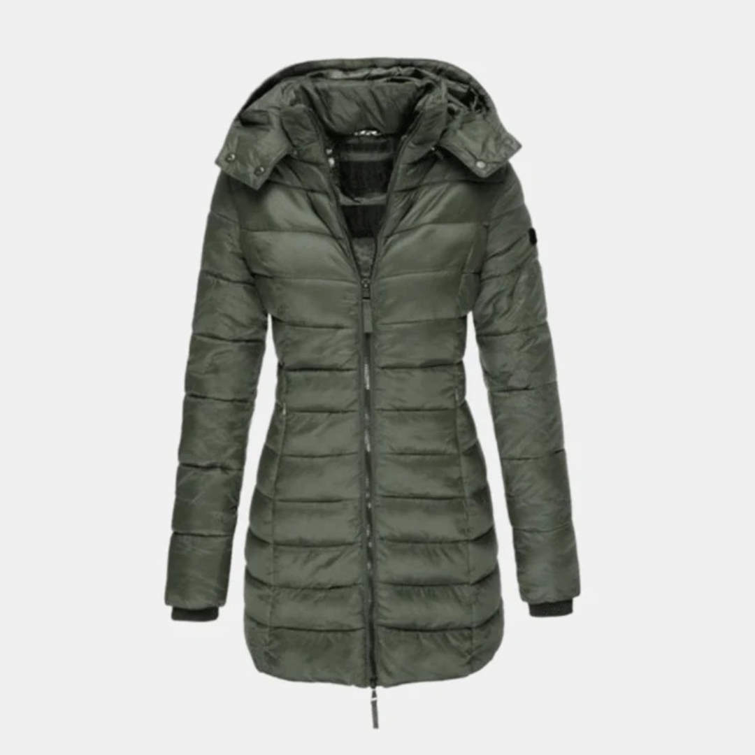 Manuela | Damen Steppjacke mit Kapuze, Reißverschluss und Schmalem Schnitt