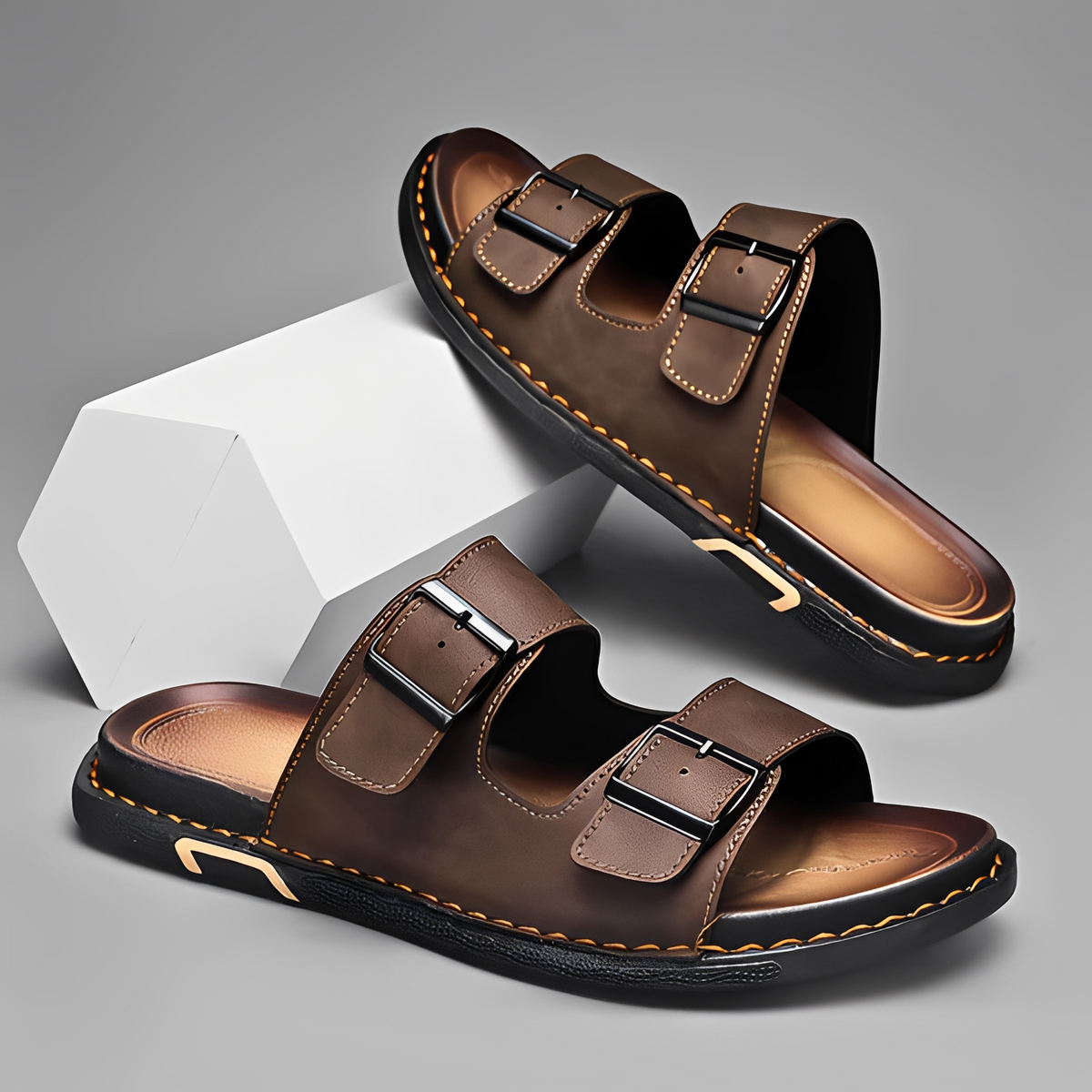 Marcello - Moderne Herren-Sandalen mit Doppelriemen-Design