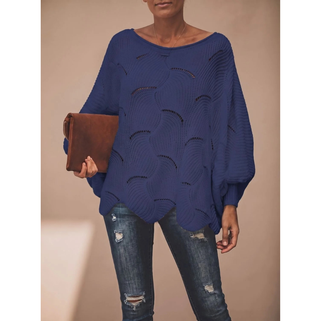 Mariella | Damen Strickpullover mit weitem langen Arm und Muster