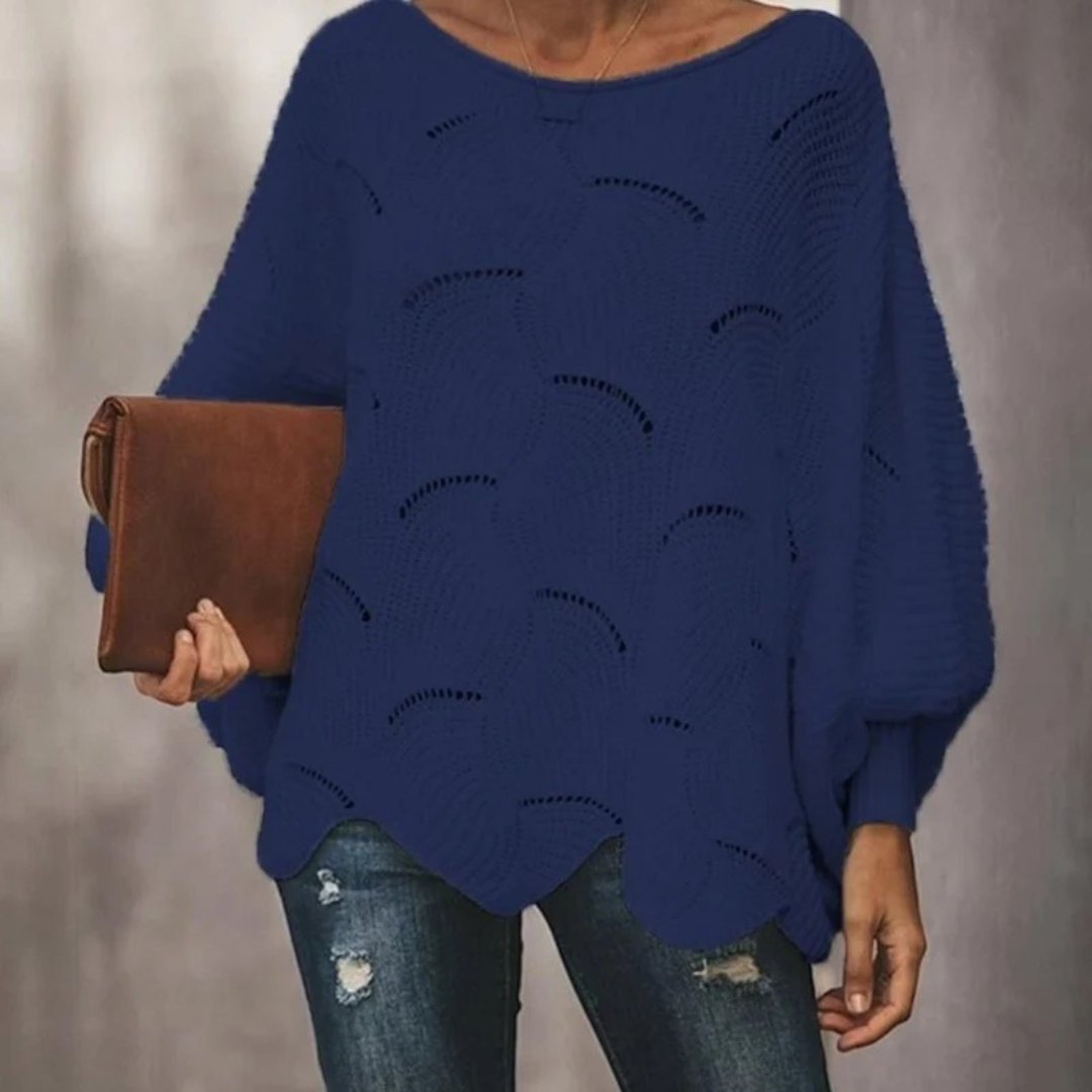 Mariella | Damen Strickpullover mit weitem langen Arm und Muster