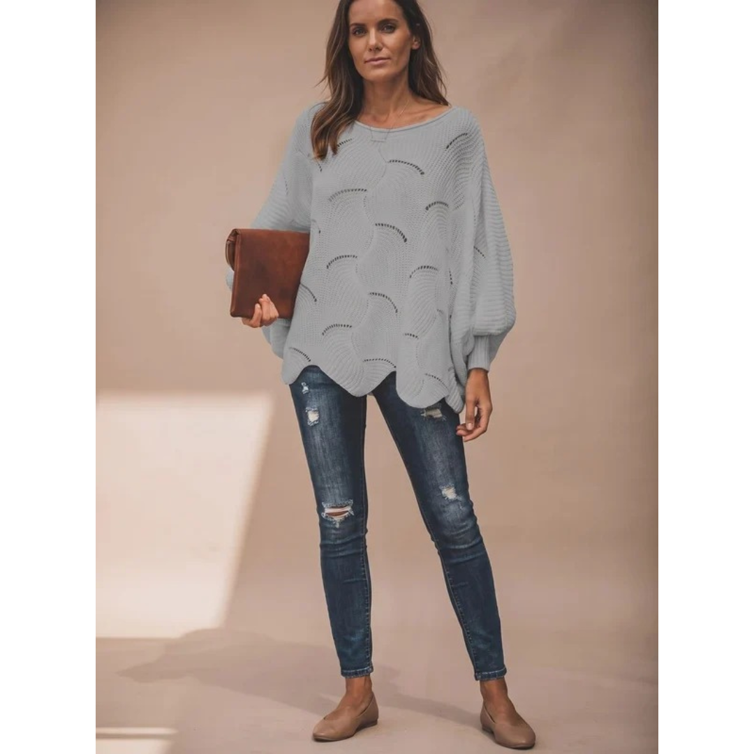 Mariella | Damen Strickpullover mit weitem langen Arm und Muster