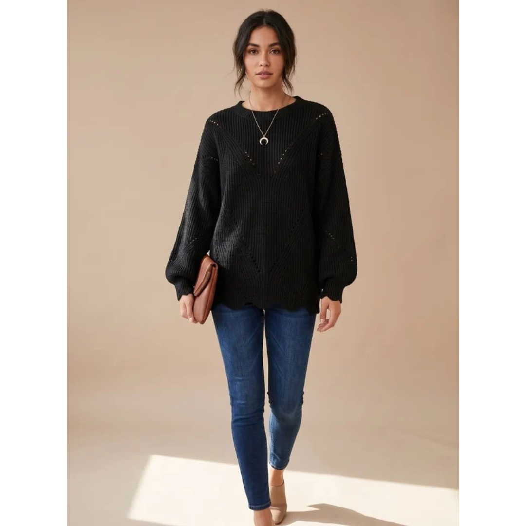 Mariella | Damen Strickpullover mit weitem langen Arm und Muster