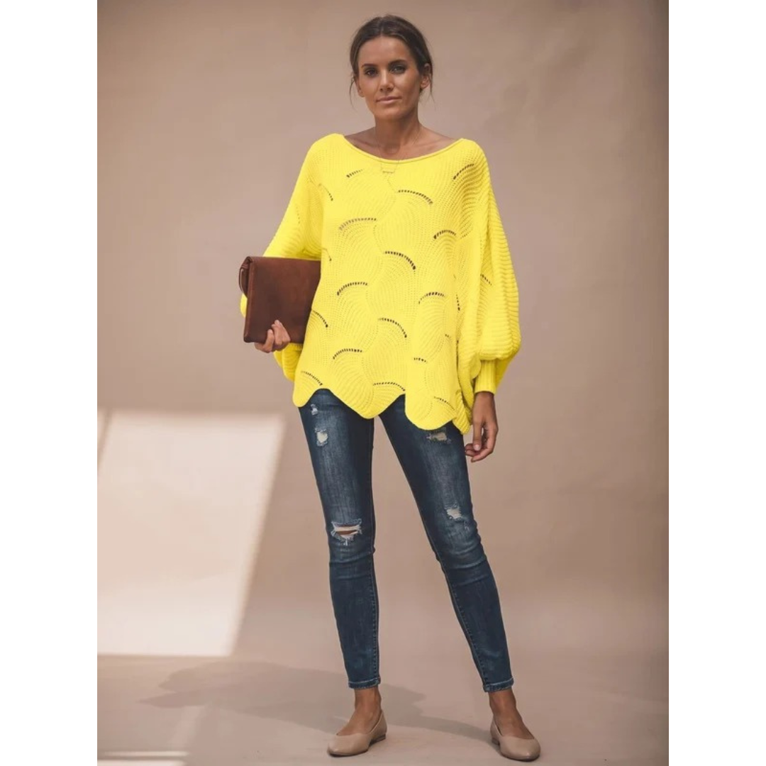Mariella | Damen Strickpullover mit weitem langen Arm und Muster