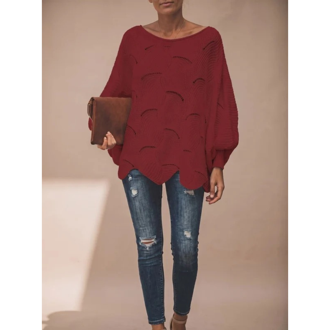 Mariella | Damen Strickpullover mit weitem langen Arm und Muster