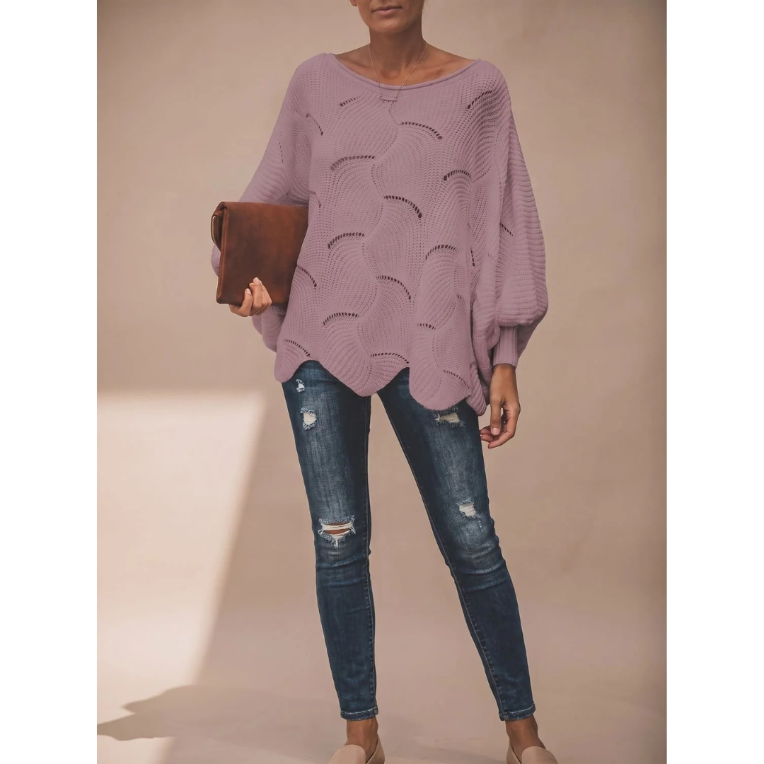 Mariella | Damen Strickpullover mit weitem langen Arm und Muster