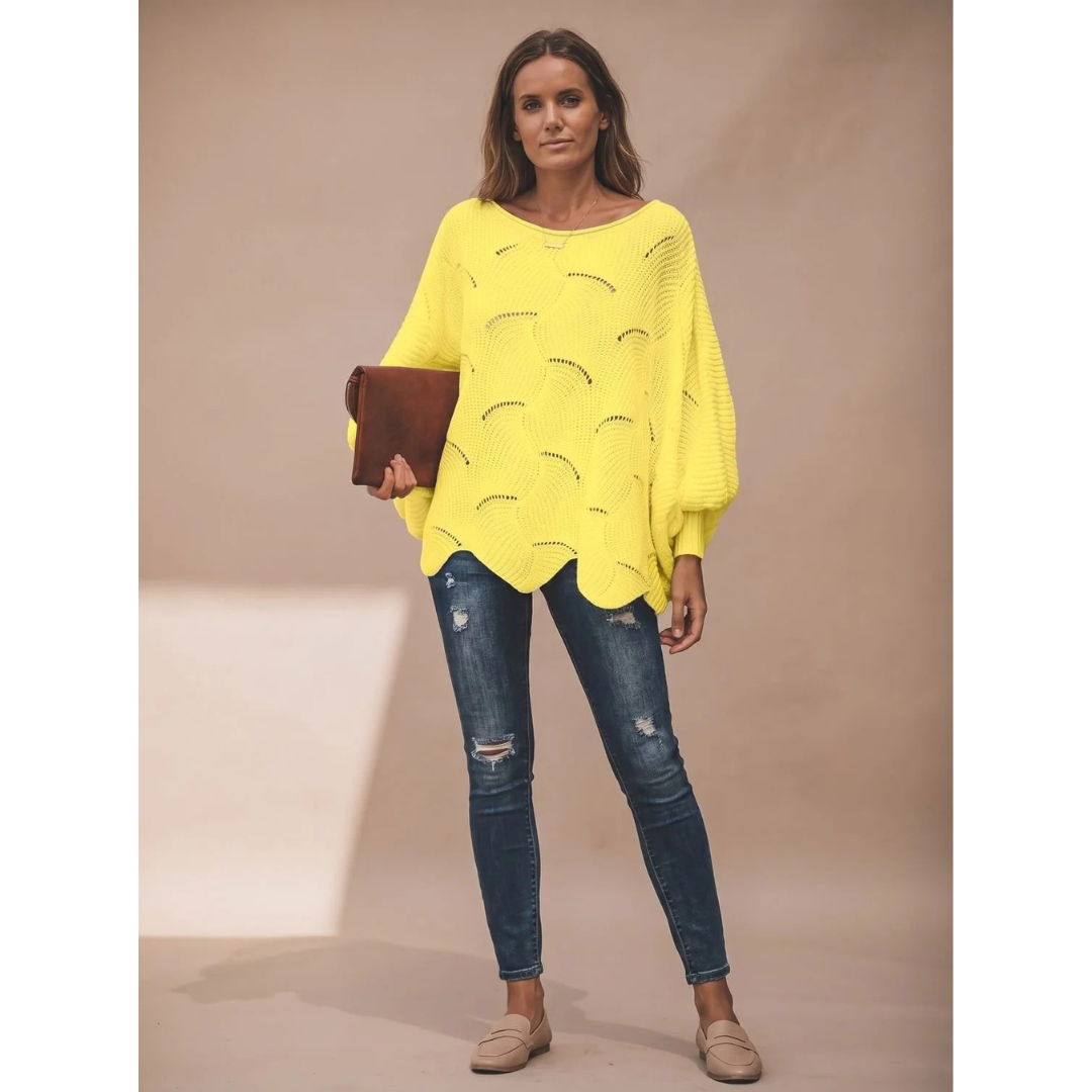 Mariella | Damen Strickpullover mit weitem langen Arm und Muster