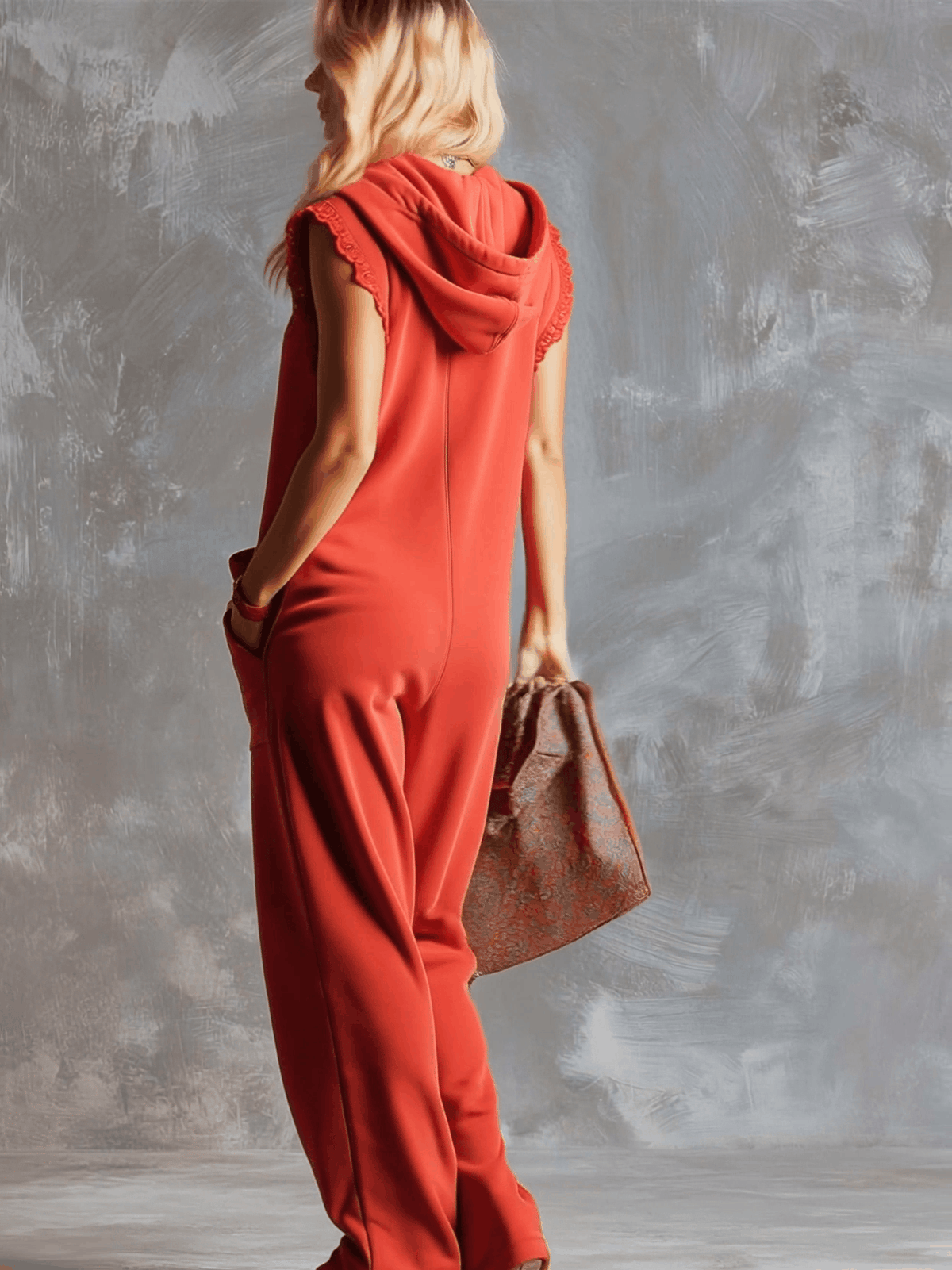Marlinka | Damen Kapuzen Jumpsuit mit Reißverschluss