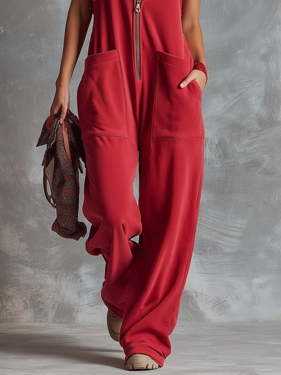 Marlinka | Damen Kapuzen Jumpsuit mit Reißverschluss