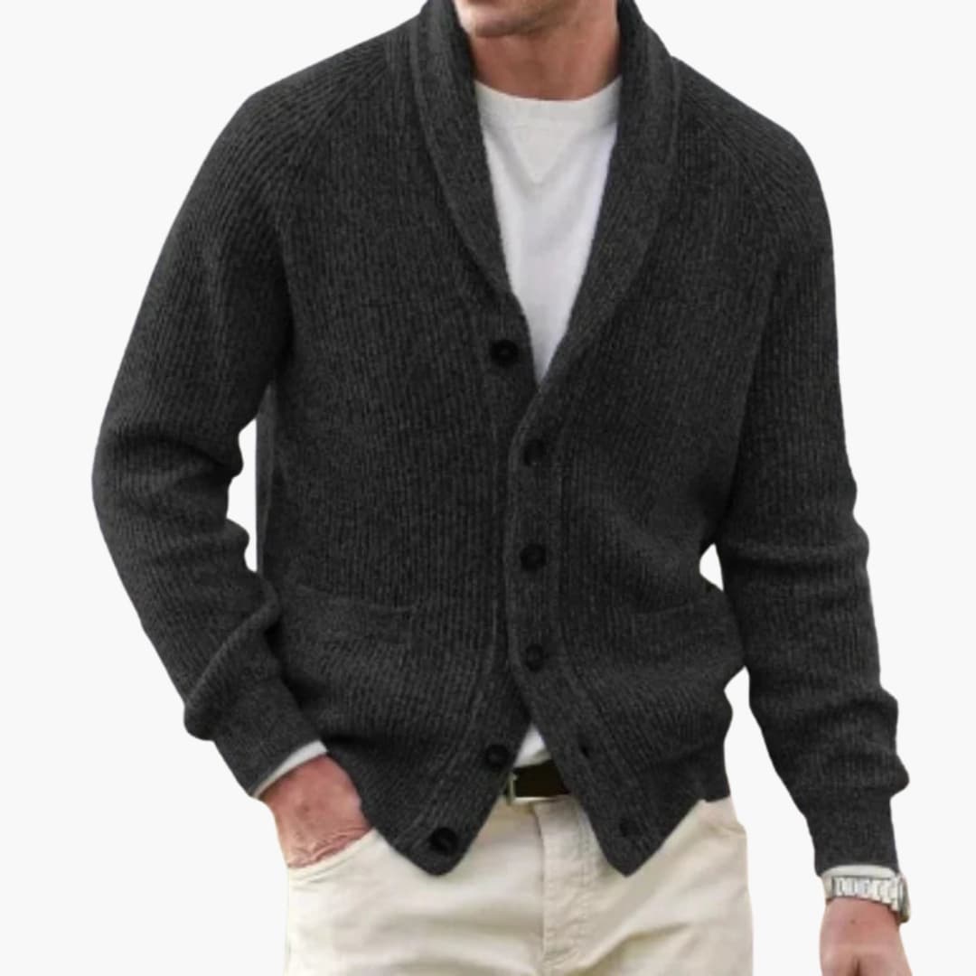 Matteo | Herren Schalkragen Strickjacke mit Knöpfen