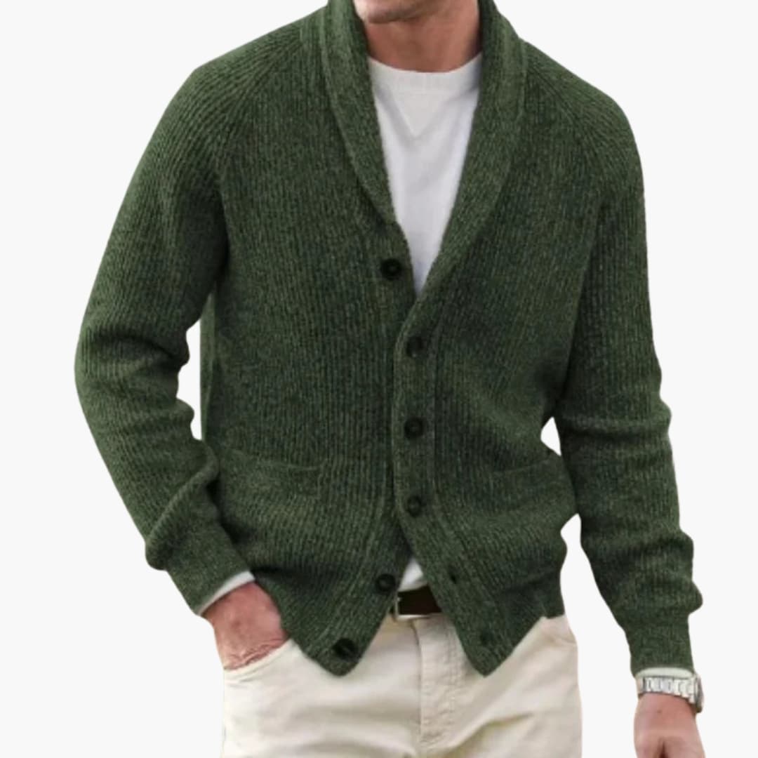 Matteo | Herren Schalkragen Strickjacke mit Knöpfen