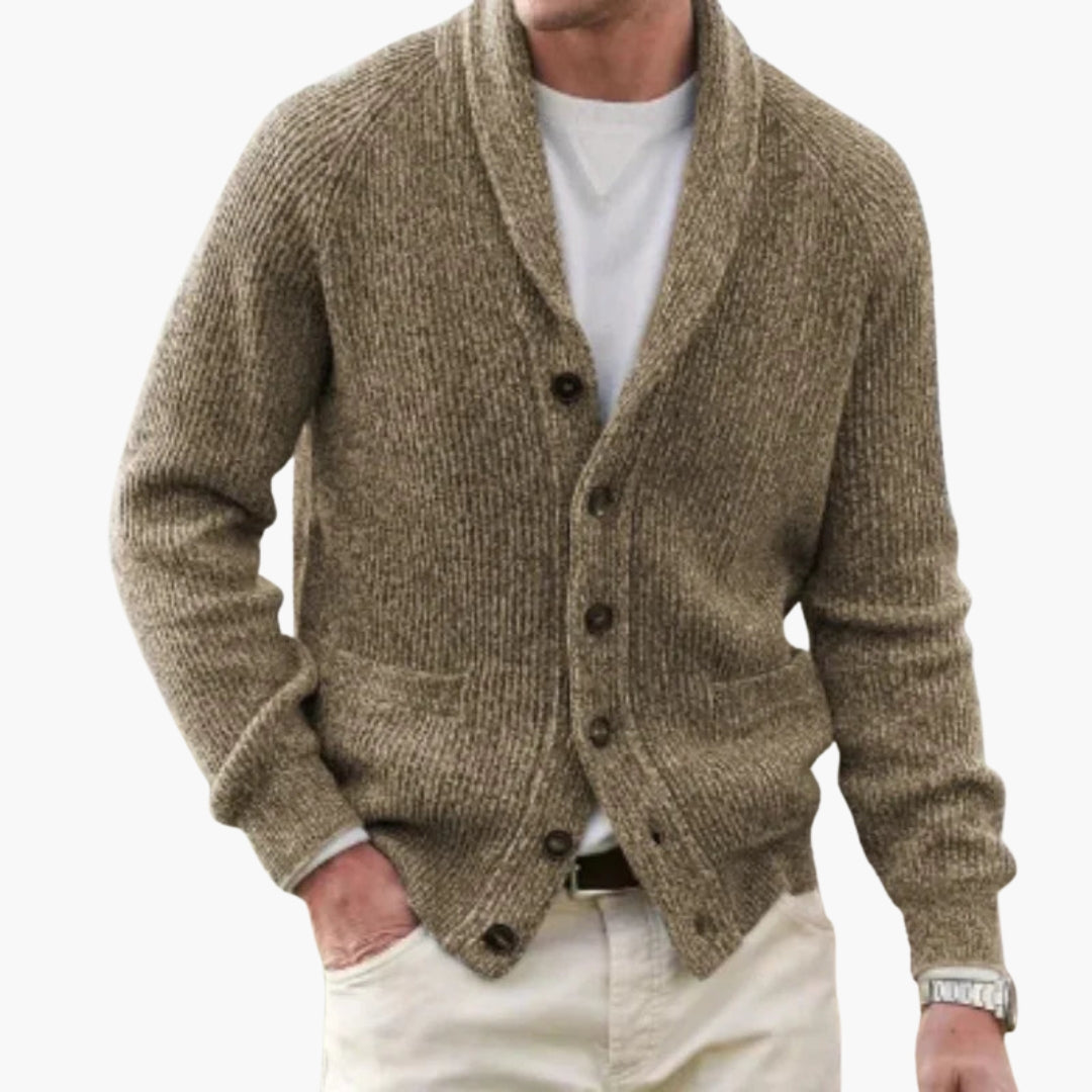 Matteo | Herren Schalkragen Strickjacke mit Knöpfen