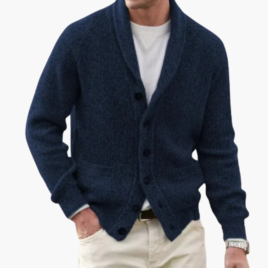 Matteo | Herren Schalkragen Strickjacke mit Knöpfen