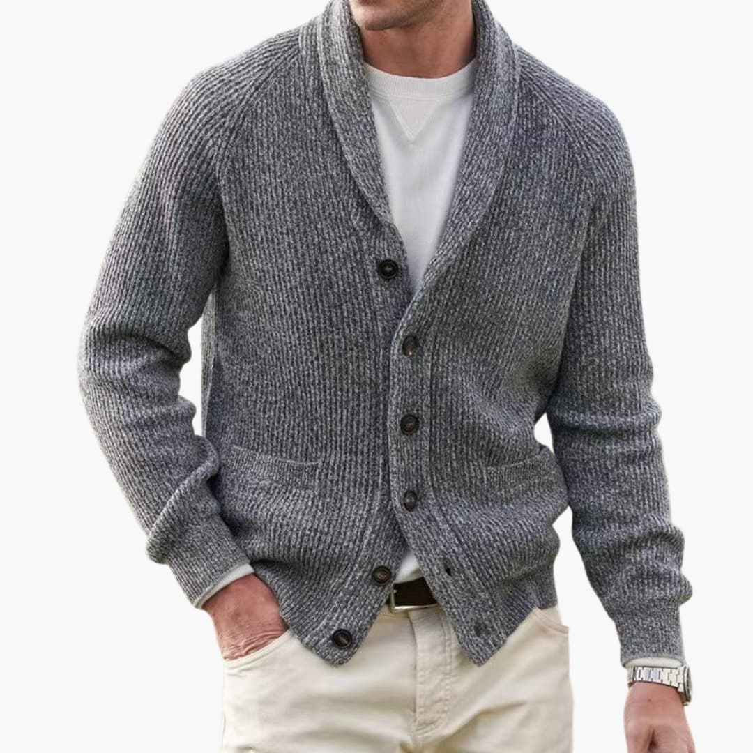 Matteo | Herren Schalkragen Strickjacke mit Knöpfen