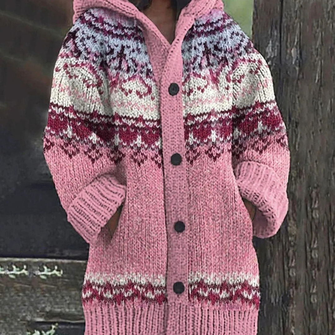 Miley | Damen Strickjacke mit cardigan, Muster und Knöpfen