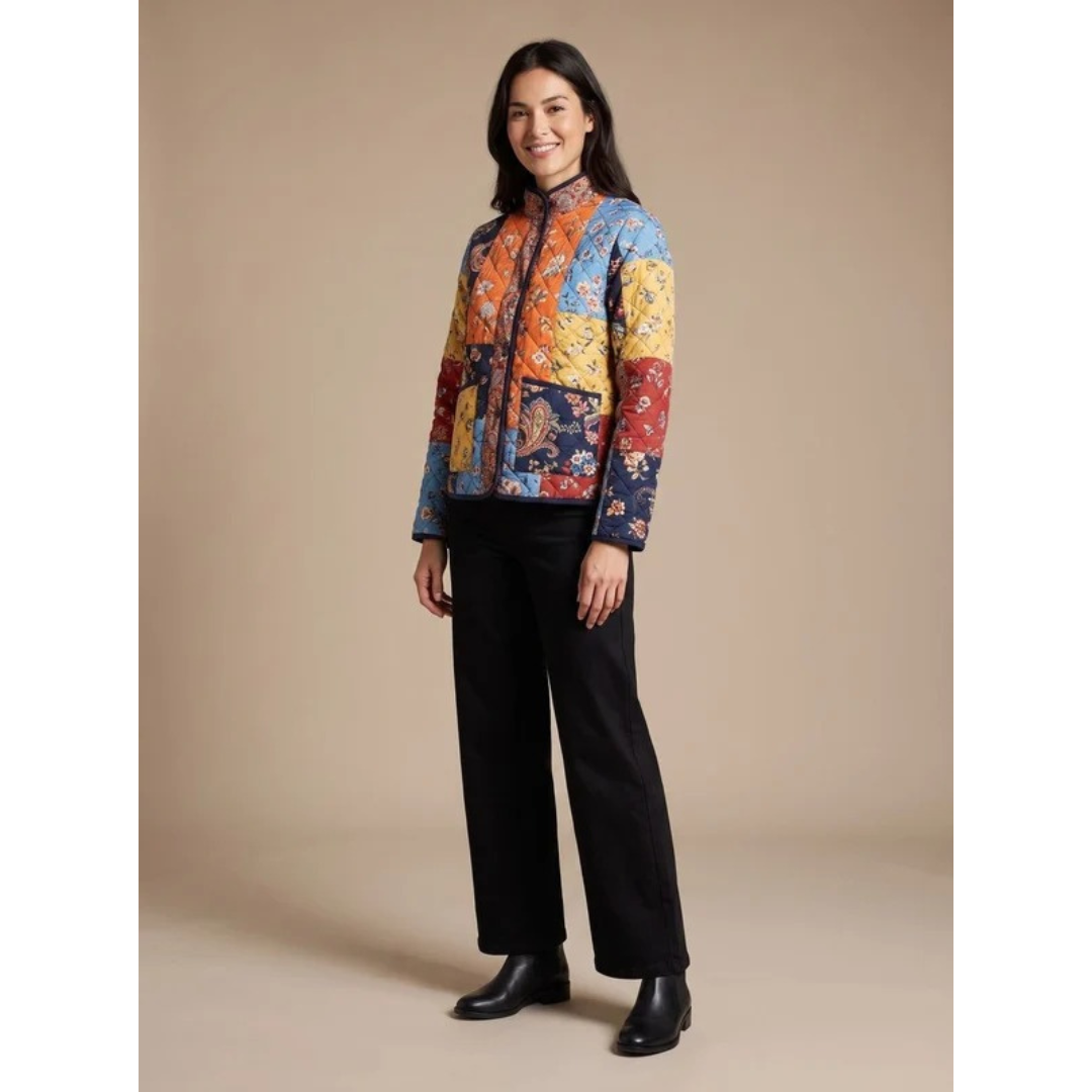 Narin | Damen Steppjacke mit Muster und Stehkragen