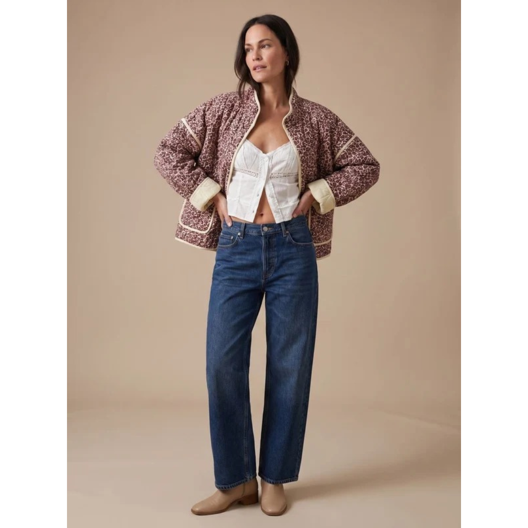 Narin | Damen Steppjacke mit Muster und Stehkragen
