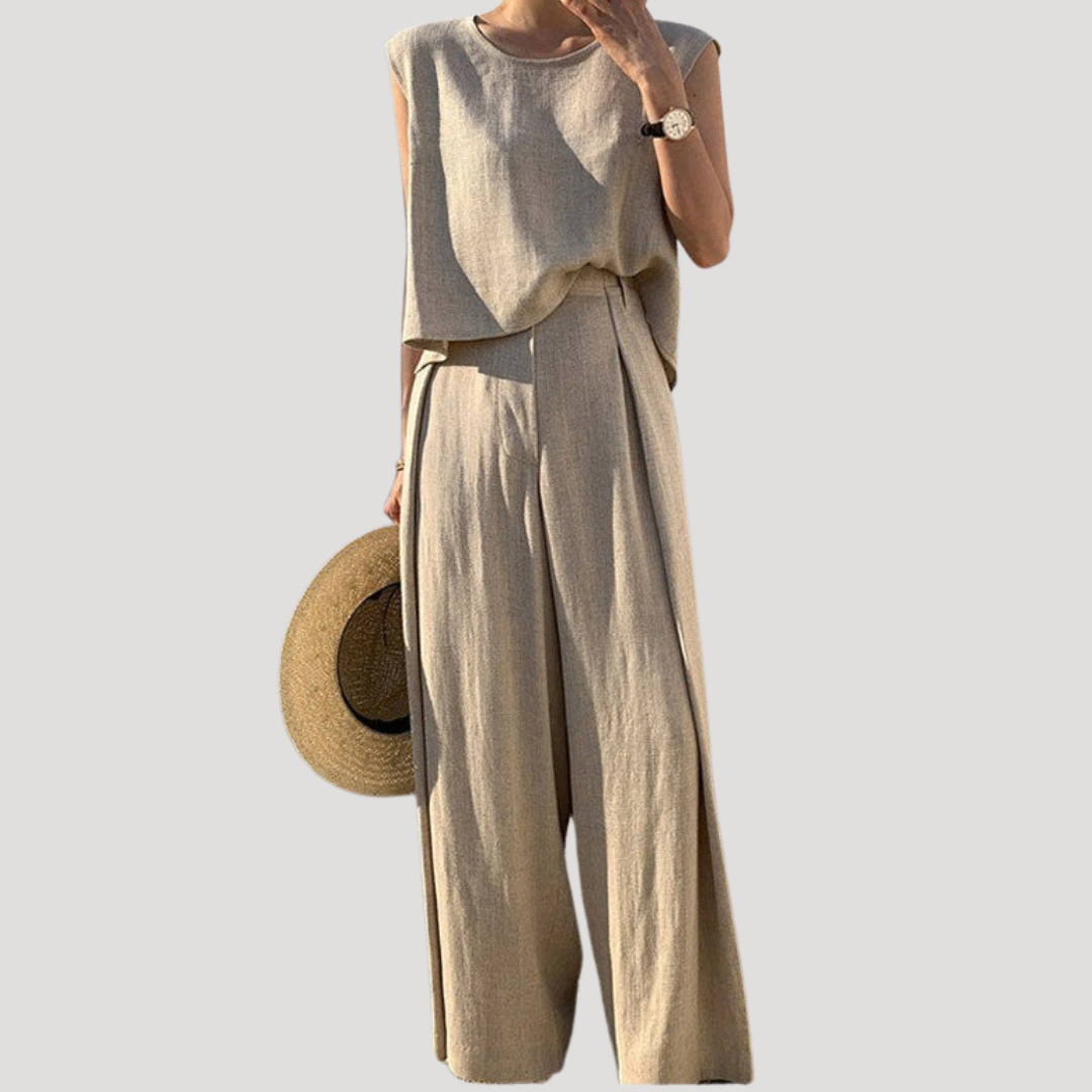 Nerida | Damen Zweiteiler Ärmelloses Top Weite Hose