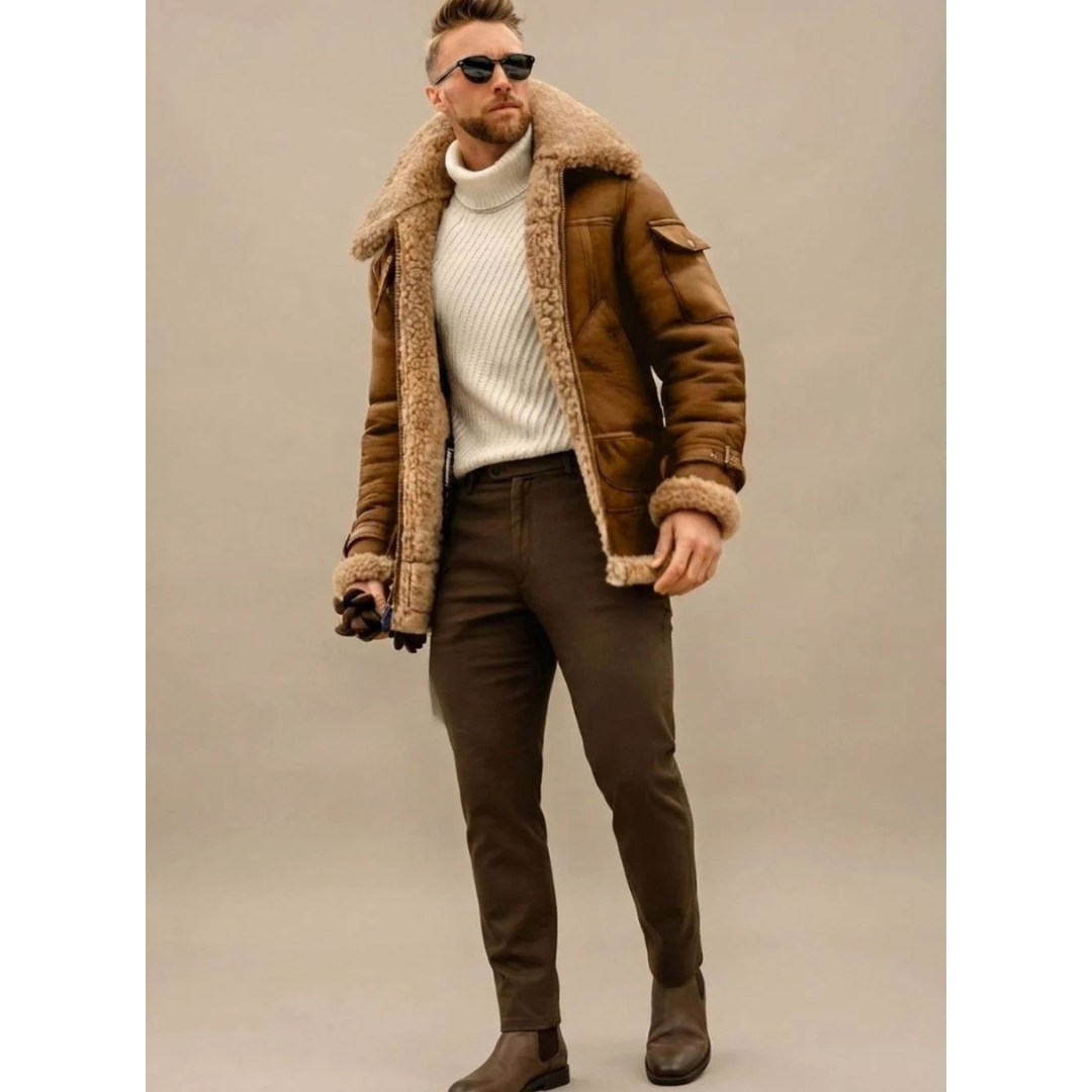 Nils | Herren Winterjacke mit Kragen, Reißverschluss und Taschen