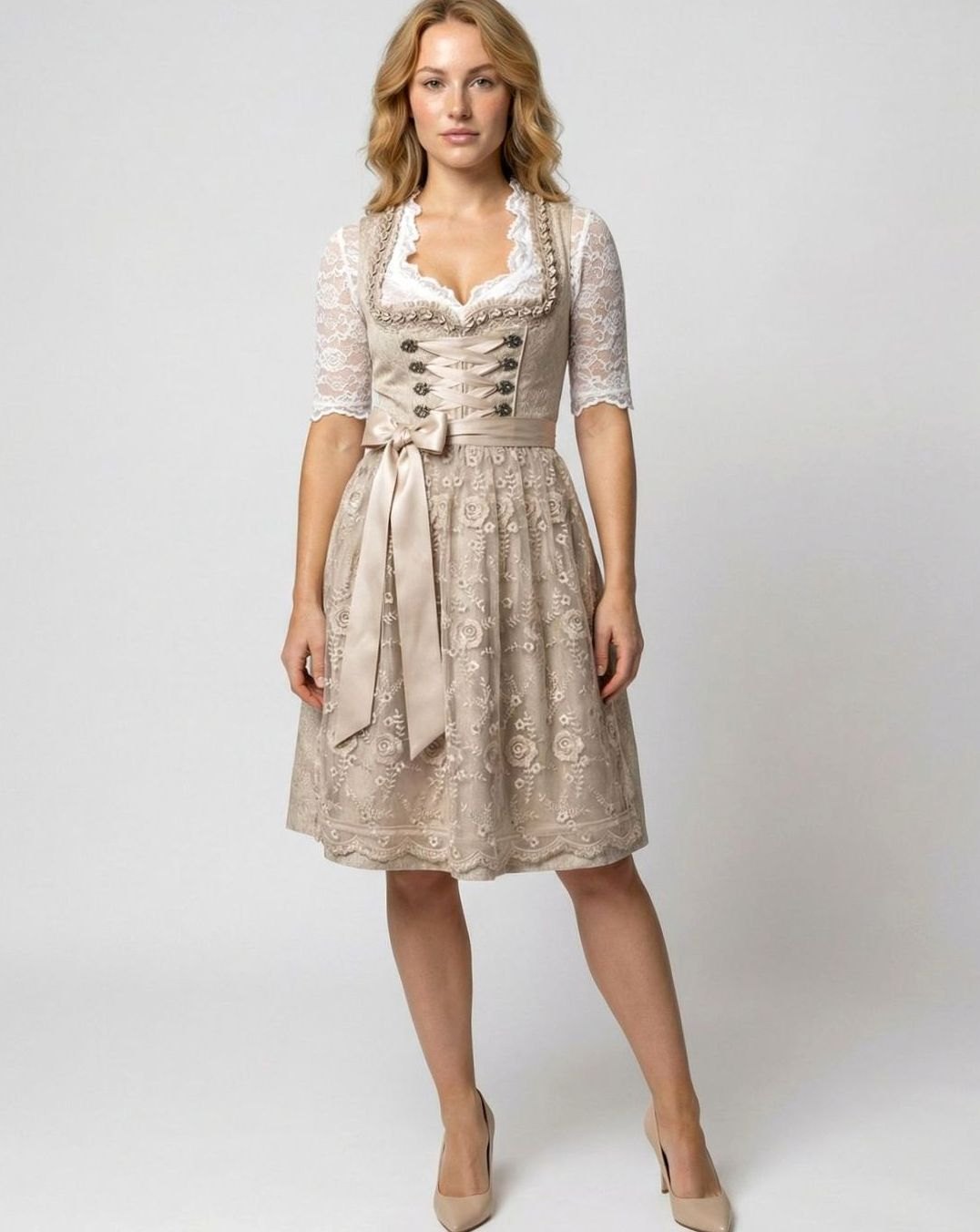 Elisabeth | Oktoberfest Dirndl Kleid Damen Romantisches Blumen Spitzenbluse