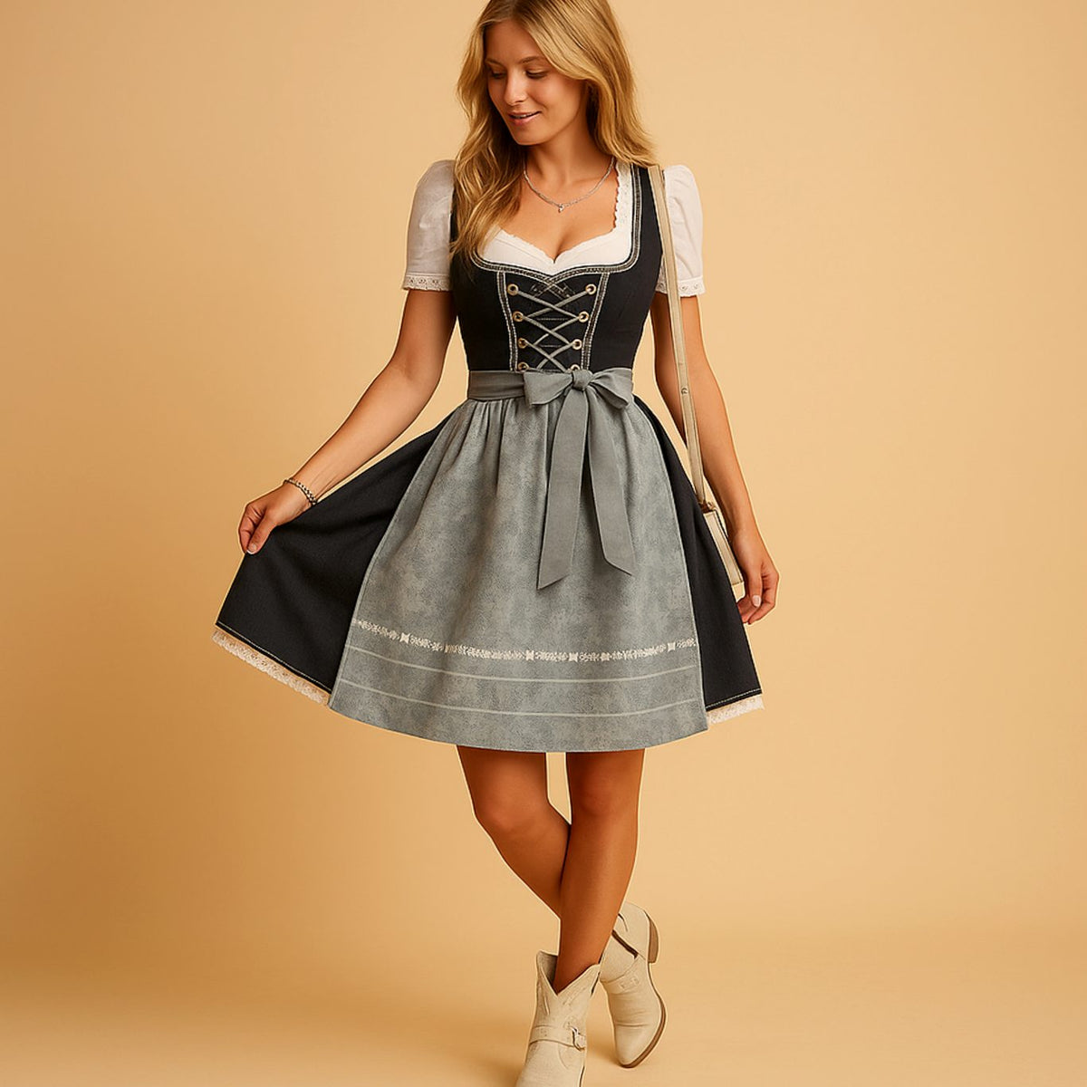 Emilia | Oktoberfest Dirndl Trachtenkleid Damen Figurschmeichelnd Baumwollbluse