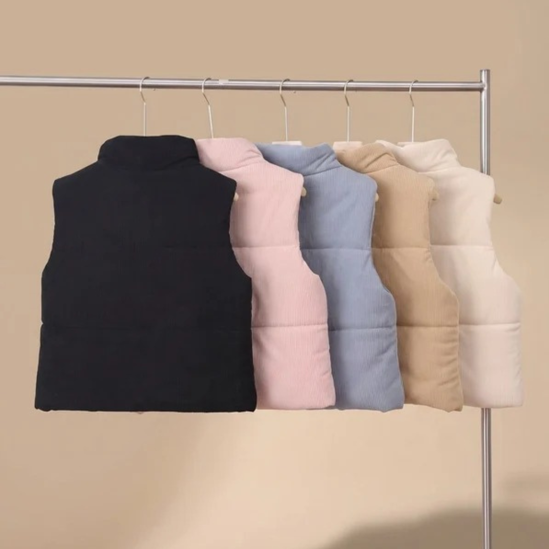 Oriana | Damen Steppweste mit Stehkragen, Taschen und Druckknöpfen