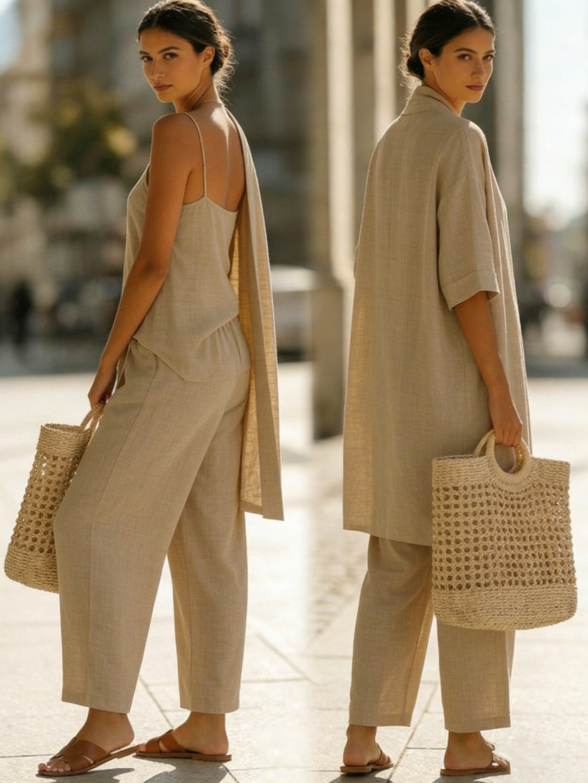 Risteena – Minimalistisches Dreiteiliges Set Aus Leinen Und Baumwolle