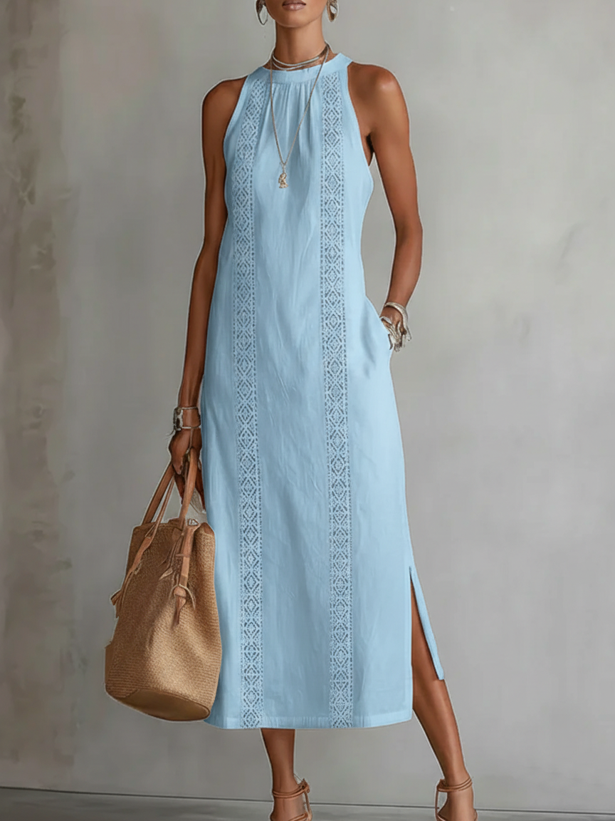 Jimena | Damen Midi-Kleid aus Leinen – Leinen Midikleid Sommer