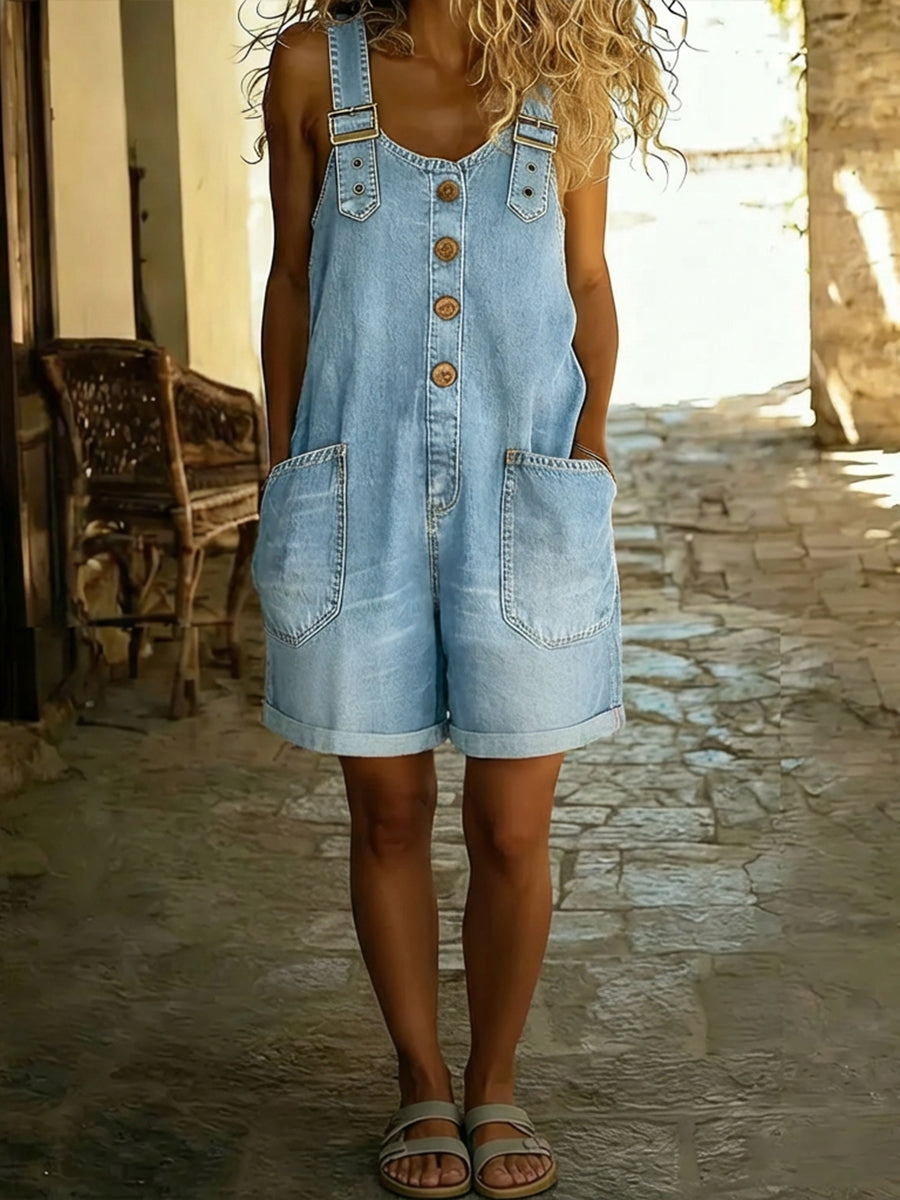 Entspanntes Shorts-Jumpsuit mit verstellbaren Trägern