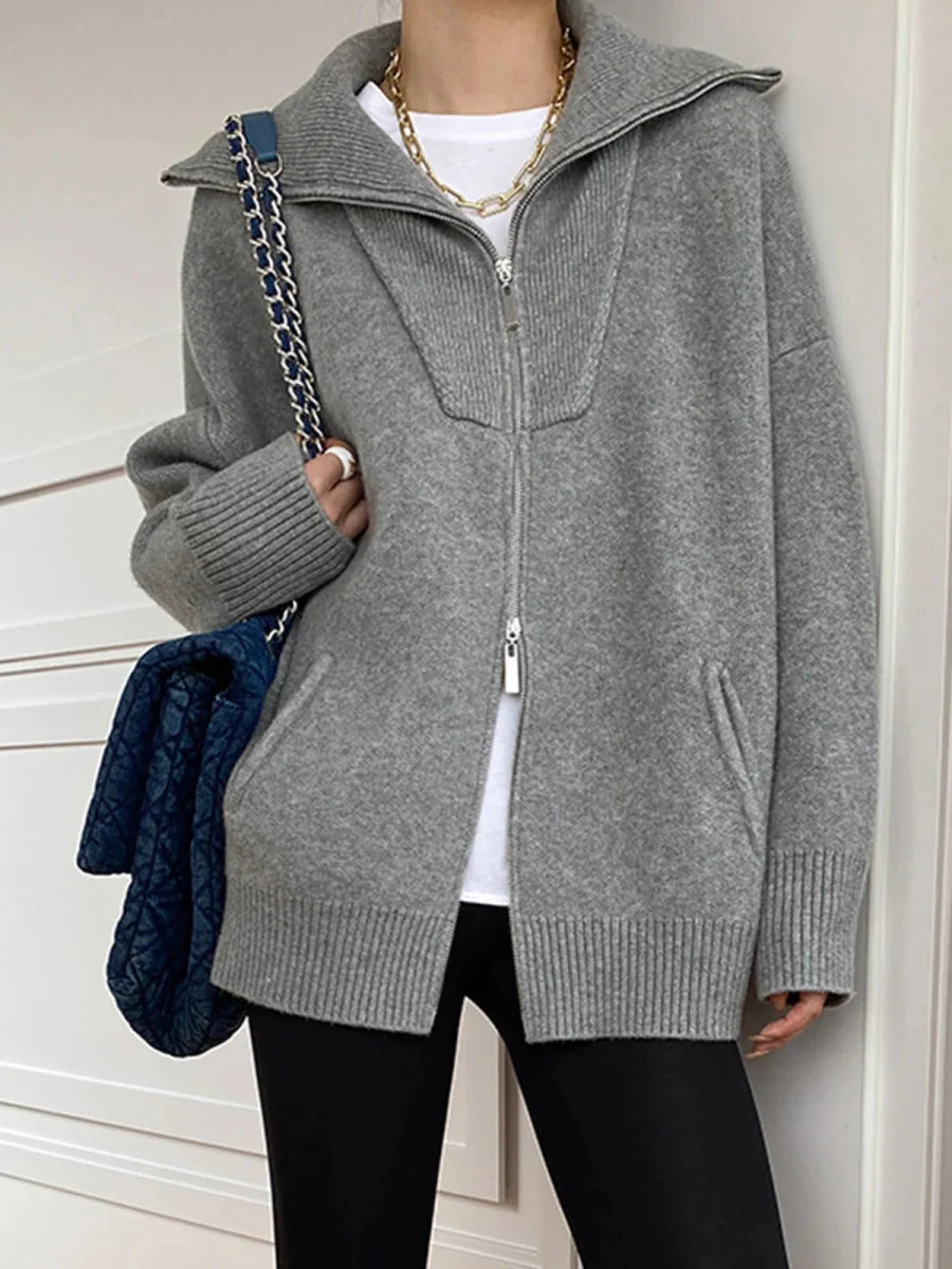 Oversized Offener Kragen-Cardigan