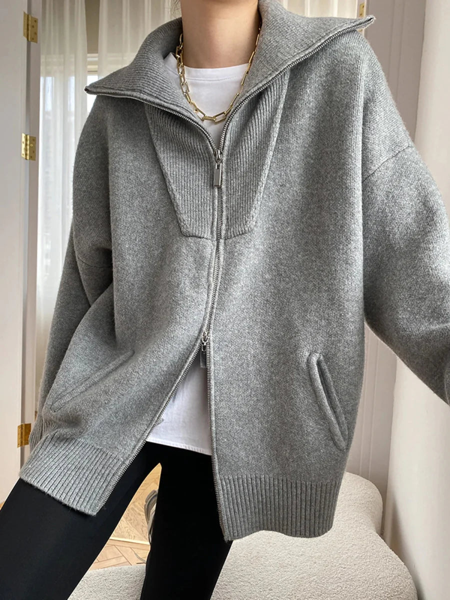 Oversized Offener Kragen-Cardigan