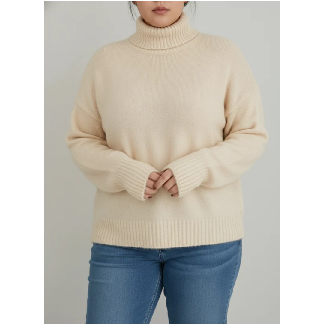 Patrizia | Damen Rollkragenpullover für Große Größen mit Strick und Langarm