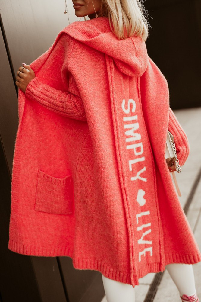 Jasmine - 2025 Lässiger offener Strickmantel mit Kapuze in mittlerer Länge Strickmantel