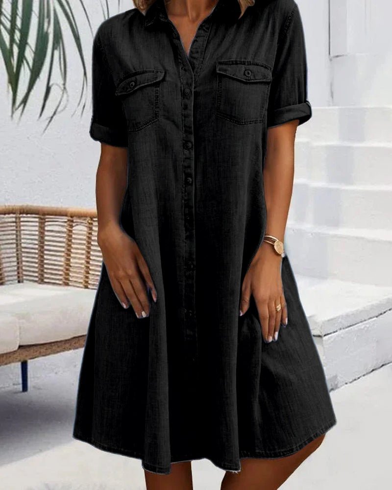 Katharina | Plus Size Jeanskleid Hemdkleid Knöpfen Leicht Casual
