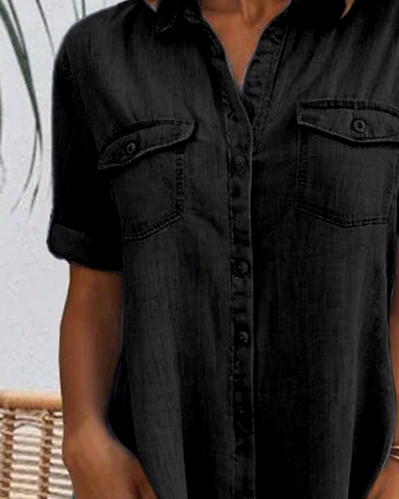 Katharina | Plus Size Jeanskleid Hemdkleid Knöpfen Leicht Casual