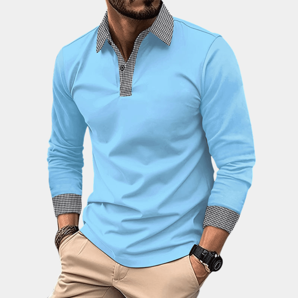 Poloshirt Herren Langarm Slim Fit