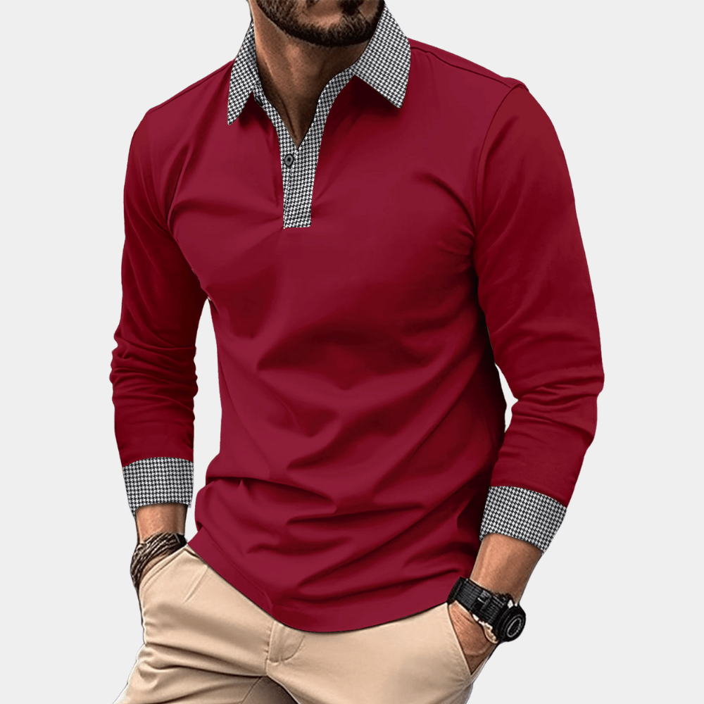 Poloshirt Herren Langarm Slim Fit
