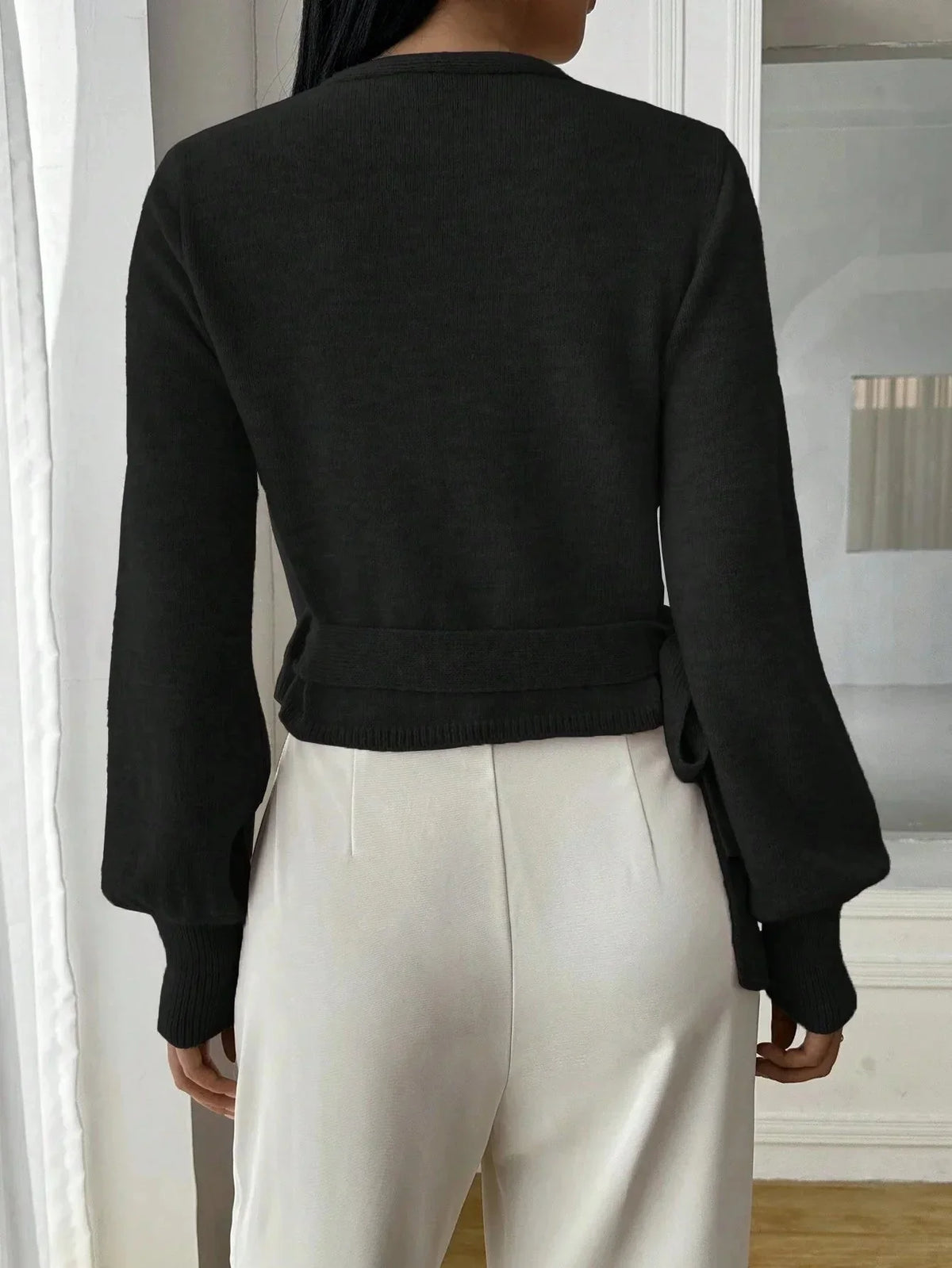 Yvonne | Damen Wickelpullover Bindegürtel Übergangsjacke – Wickelpulli Gürtel 2026