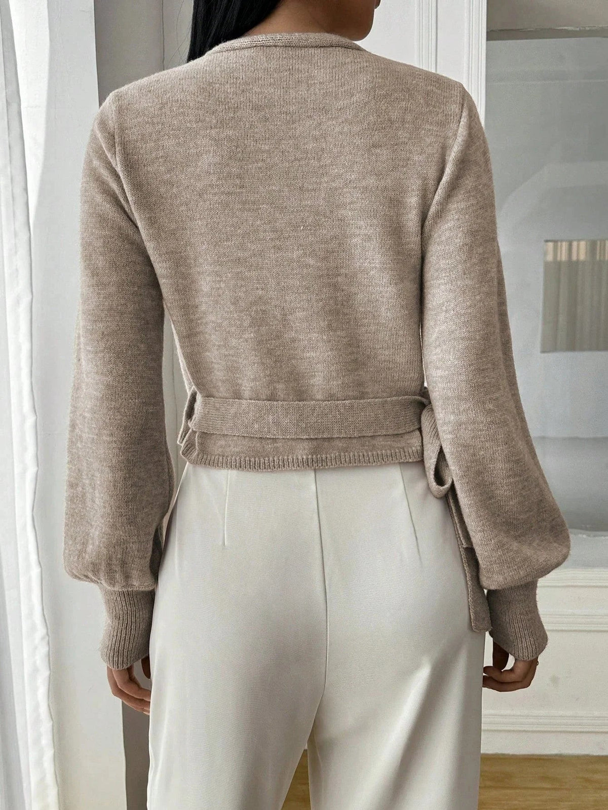 Yvonne | Damen Wickelpullover Bindegürtel Übergangsjacke – Wickelpulli Gürtel 2026