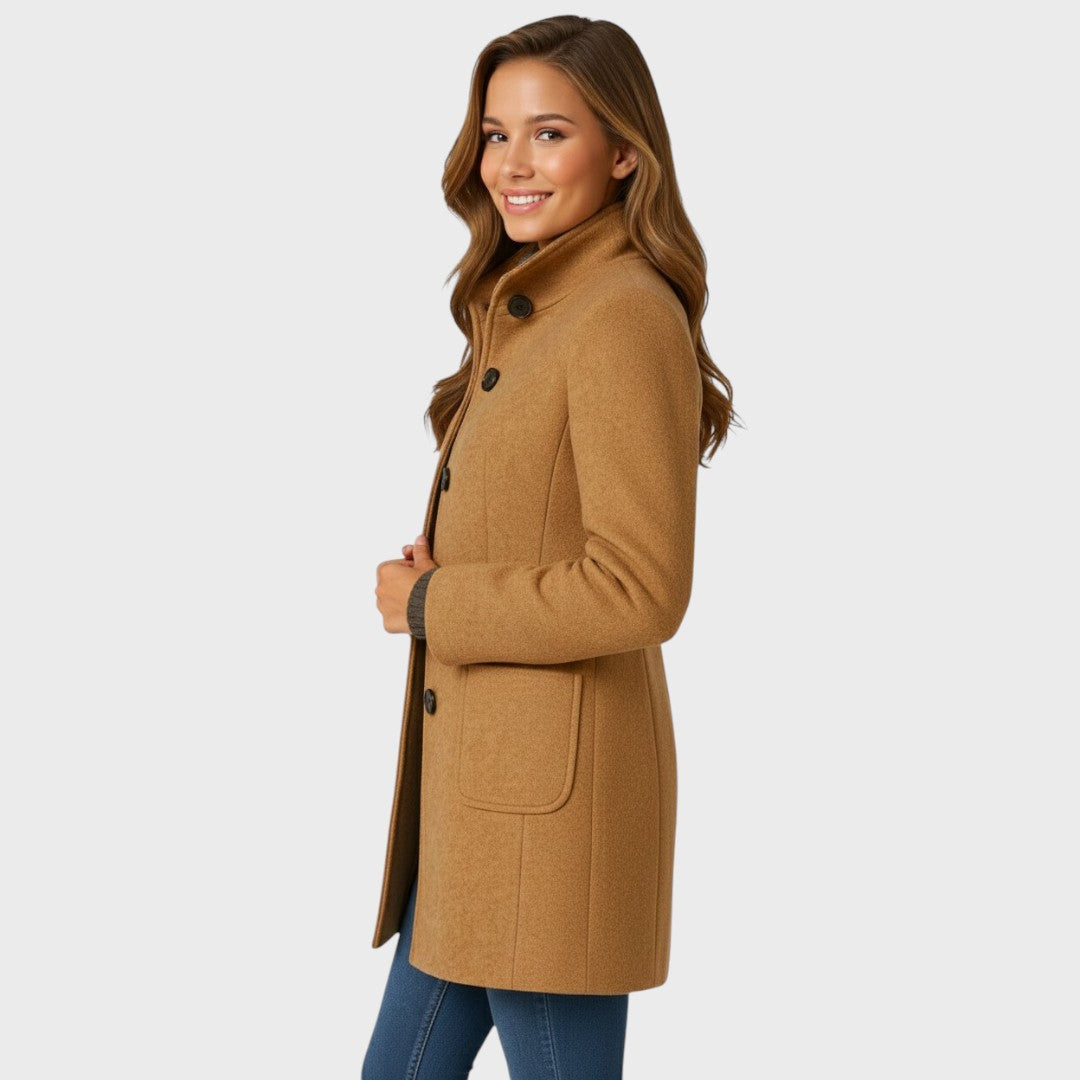 Ellarose – Eleganter Wollmantel Mit Knopfleiste
