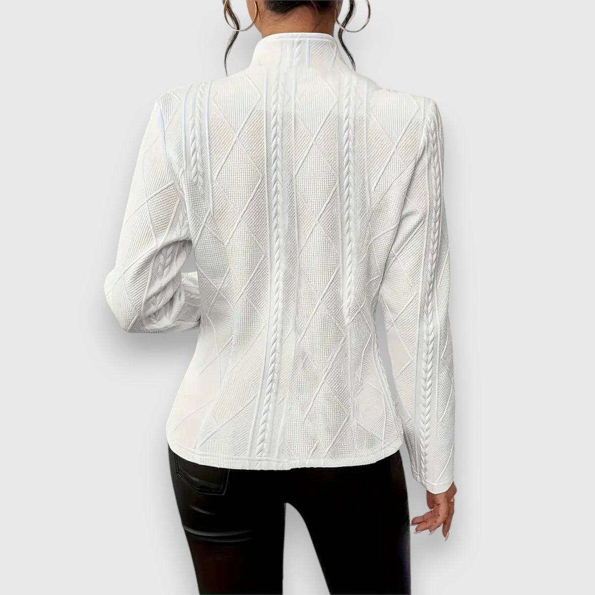 Reina | Damen Troyer Pullover Zopfmuster Langarm Anliegend