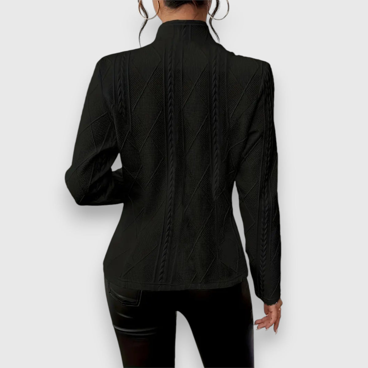 Reina | Damen Troyer Pullover Zopfmuster Langarm Anliegend