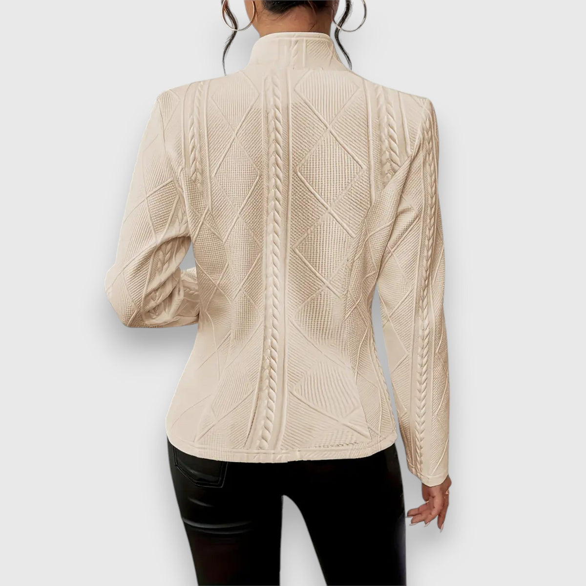 Reina | Damen Troyer Pullover Zopfmuster Langarm Anliegend