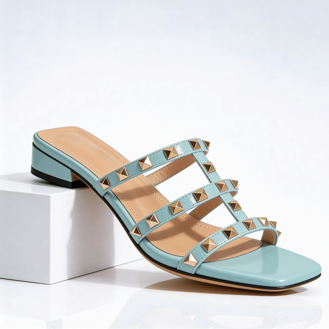 Riemchensandalen Damen mit Nieten und Absatz