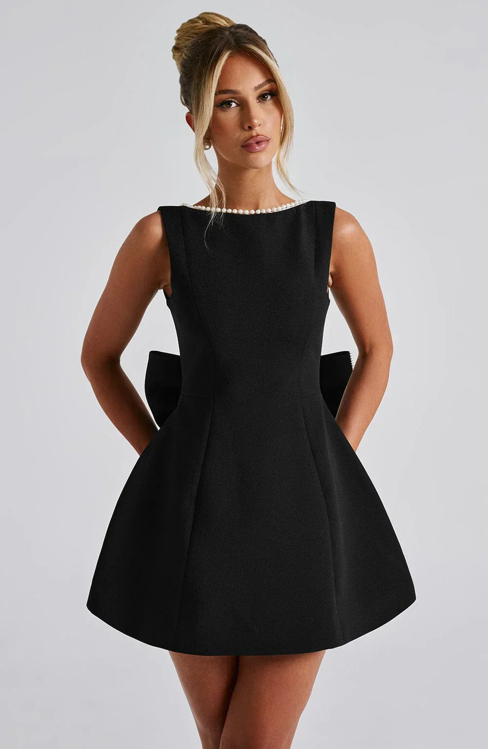 Sabrina | Damen Rosa Ärmelloses A-Linien Minikleid Perlenbesatz – Mini Perlen 2026